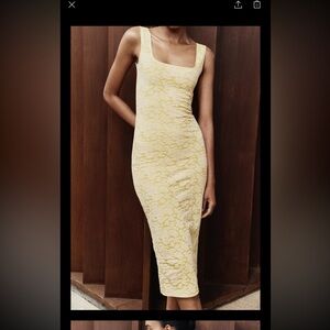 Zara Yellow Lace Midi Dress